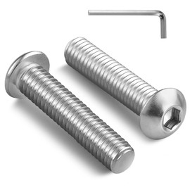 BNUOK 3/8-16 x 1-3/4 Inch Button Head Socket Cap Bolts Screws,304 Stainless Steel 18-8,Fully Threaded,Bright Finish,with Hex Spanner(20Pcs)
