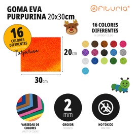 OFITURIA Glitter Foam Rubber for Crafts, Colourful Foam with Glitter for DIY, Creative Projects, Arts and School, 20 x 30 cm (White, Pack of 40)