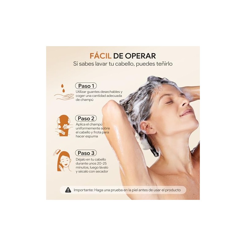 Shampoo para Canas con Tinte, Dark Brown Hair Dye Shampoo