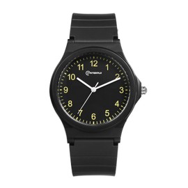 Aroncent Sports Silicone Wrist Watch: Waterproof Nurse Watch with Second Hand Easy Read Arabic Numeral Dial and Silicone Strap for Students Women Men - Analog Quartz Movement Unisex - Black