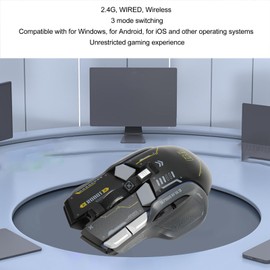 Jectse Wireless Gaming Mouse, 3 Mode 2.4G Wired Bluetooth Mouse with 5 Adjustable DPI and 11 RGB Light, PC Gaming Mice Ergonomic Computer Mouse for Laptop (Black)