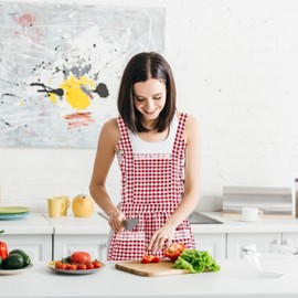 VilaGi Aprons for Women Men Cooking Kitchen Unisex Aprons with 2 Pockets,Chef Aprons for Cooking Baking Restaurant Coffee house BBQ,Home Kitchen Accessories Gifts for Women Mom Wife Grandma,Red