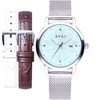 AVGI Women's Date Waterproof Watch with Replacement Band, Silver Blue