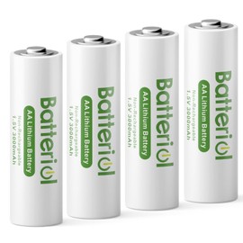 Batteriol Lithium Batteries AA, Double A Batteries 3000mAh 1.5V Long Lasting for Blink Camera, Flashlight, Video Doorbell, Clocks, Remote Control, Non-Rechargeable (AA 4 Pack)