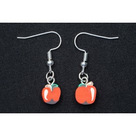 Miniblings Apple Earrings Pendant Apples Fruit Apple Slice Red – Handmade Fashion Jewellery I Earrings Silver Plated, 10 mm, Polymer Clay