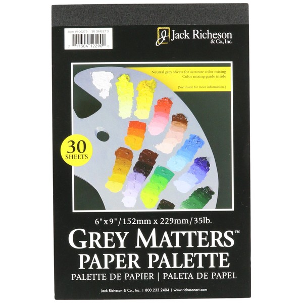 Jack Richeson Grey Matters Disposable Paper Palette, 6 x 9 in, 30 Sheets