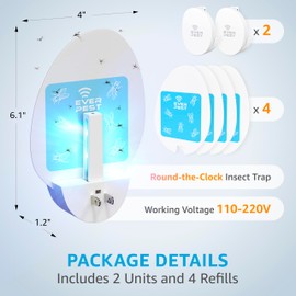 Indoor Electric Fly Trap (2-Pack) – Plug-in Insect Catcher with 4 Glue Cards for Fruit Flies, Gnats, Moths & Mosquitoes – Safe Pest Control for Home Use