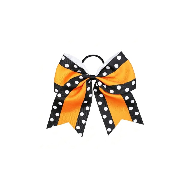 Halloween Cheer Jumbo Bows Orange Ponytail Holder Halloween Cheerleader Bow