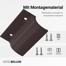 Ante bellum Balkontürgriff - Vielseitiger Aluminium Türgriff für Balkon-, Terrassen- und Fliegengittertüren, Terrassentür Griff incl. Schrauben, einfache Montage ohne Bohren (RAL 8019)