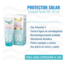 Protector Solar Facial Caribbean Beach Fps50 Vitamina 85ml