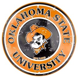 Signs 4 Fun Round Sign | Oklahoma State Sign | 12” Diameter | Embossed Aluminum Sign | Made in the USA