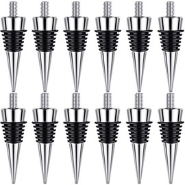 12 Pieces Metal Bottle Stopper 16 x 3/8 Blank Stainless Steel Wine Bottle Stopper Kit Reusable Wine Saver Corks Chrome Bottle Stopper Set Hardware for Wedding Wine Party Bar Turning