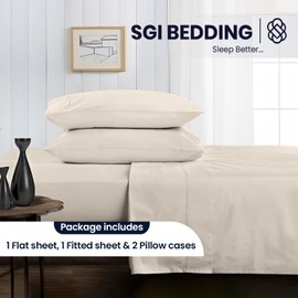 SGI bedding 600 Thread Count 4 Piece 100% Egyptian Cotton RV King Size Sheets Set, 15" Deep Pocket Sheet Set, Premium, Breathable, Soft and Hotel-Quality Luxury Sheets - Butter