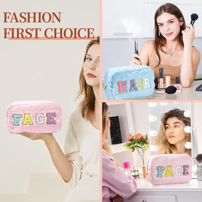 oyhqes 2Pcs Preppy Makeup Organizer Bag Set (hair,face)