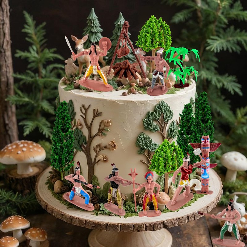Native American Figurines Set 43 Pcs Plastic Miniature Indian Figure