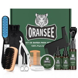 Kit Cuidado Barba 13 en 1 para Hombre, Incluye Alisador, Rodillo Microagujas, Aceite, Bálsamo y Accesorios para Crecimiento, Estilizado Natural, Juego de Regalo Hombre, Papa, Esposo, Amigo