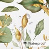 Litabel Green Gold Plant Shower Curtain, Botanical Leaves on White