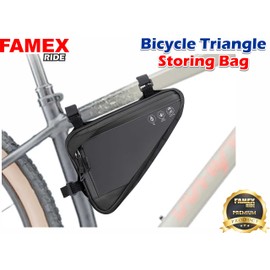 FAMEX RIDE Bicycle Bike Triangle Bag Bicycle Frame Bag Reflective Bike Bicycle Under Top Tube Bag Side Opening Corner Pouch Storage Bag for Cycling 1.5L