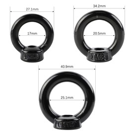 FYting Pack of 6 Ring Nuts M8, Ring Bolts M8, Ring Eyelets, Eyelet Nut Stainless Steel Eye Nuts, Eye Bolts for Lifting Accessories, Hanging Flower Pots, Swing Shelves, Decoration (Black)