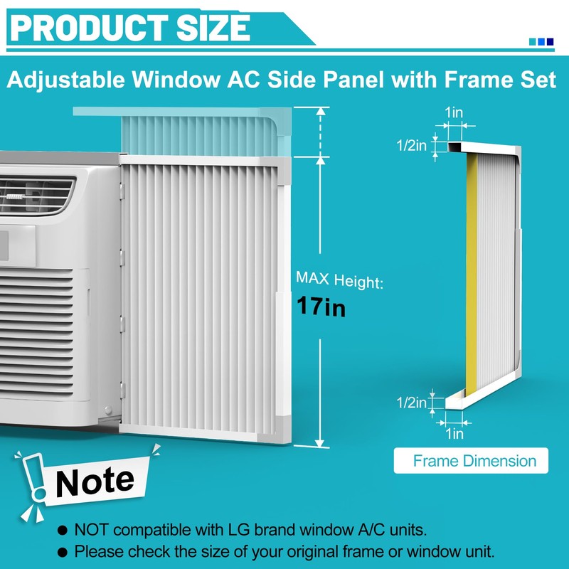 Chiligent Window AC Side Panel with Frame, Adjustable Air Conditioner