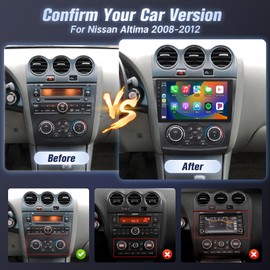 Leadfan Car Radio for Nissan Altima 2008 2009 2010 2011 2012 with Wireless CarPlay & Android Auto, 9'' Screen, with GPS Navigation FM Bluetooth Backup Camera (for 2008-2012 Altima Radio(Manual A/C))