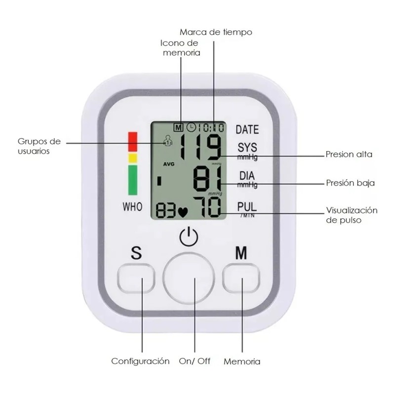 Tensimetro Electrnico Estilo De Brazo Inteligente Blanco