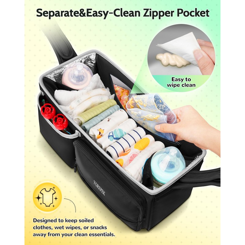 YOREPEK Spacious Stroller Caddy Fits for UPPAbaby Vista/Minu/Cruz, Adjustable Stroller