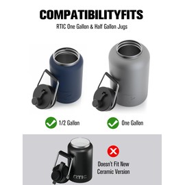 Jug Lid for RTIC - Improved Replacement Lid for 1 Gallon & Half Gallon Jugs, BPA Free, Leak-Proof, Enhanced Spout & Grip, Thickened Steel Handle & Better Gasket, Sport Bottle Accessories