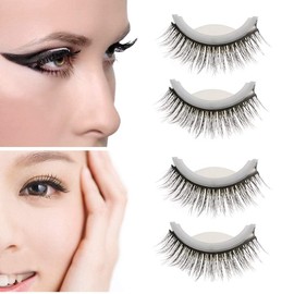 Pestañas postizas, Pestañas Autoadhesivas Profesionales en 3D Sin estimulación Extensión de pestañas Falsas Juego de pestañas postizas Hechas a Mano, Reutilizables, Suaves y cómodas(04#)