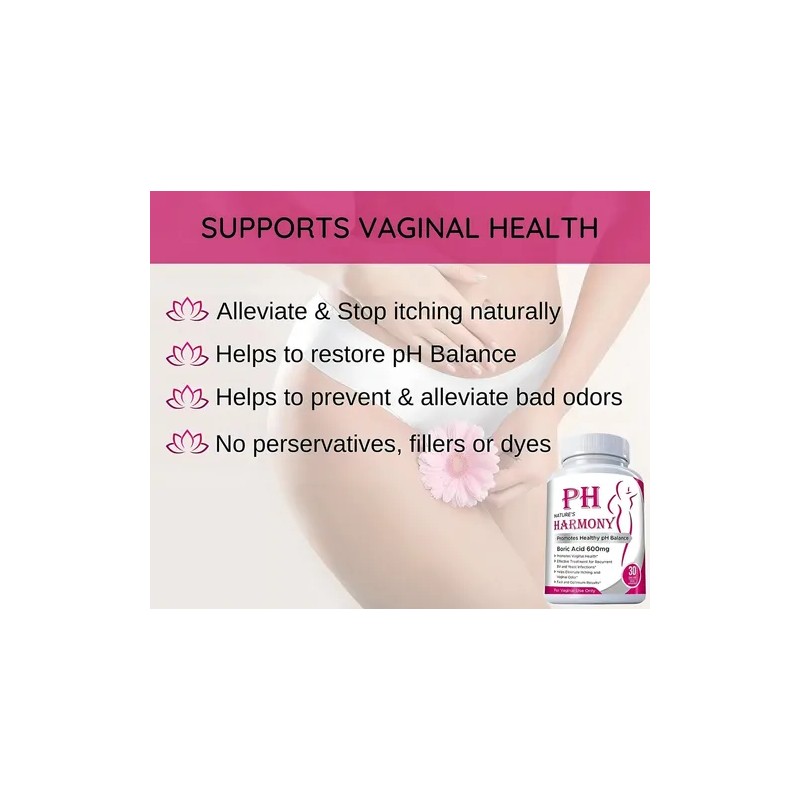 Supositorios Vaginales Ácido Bórico Nature's PH Harmony 600mg 30 Uds