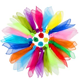 Square Dance Scarves, 24 Pcs Juggling Scarf Props Magic Trick Silk Scarves Music Movement Scarf 12 Colors 24 by 24 Inches