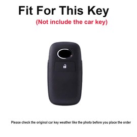 TECART Car Key Fob Holder Keyring Smart Remote Key Shell Soft TPU fit for Toyota Daihatsu Tanto Rocky Raize 2 Buttons Leather Keyring Keychain Accessories Car Key Box Key Fob Case Accessories White B