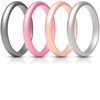 ThunderFit Women's Silicone Wedding Ring Sets, Thin and Stackable Rubber