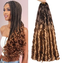 French Curl Braiding Hair 22 Inch 8 Packs Curly Braiding Hair Pre Stretched French Curl Crochet Braids extensions for braiding (OT4/30, 22 Inch (Pack of 8))