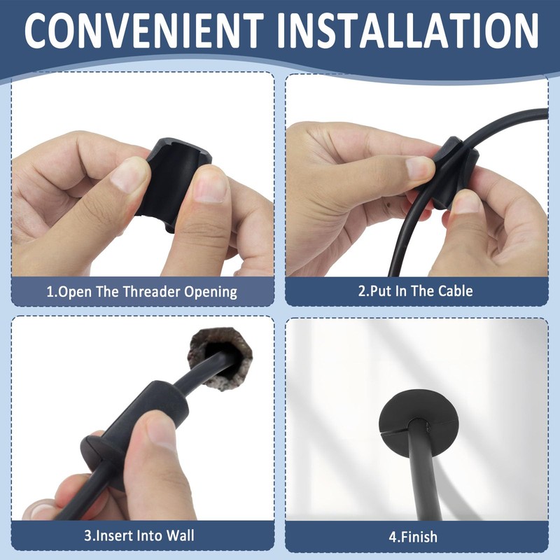 3/4" Starlink Wall Grommet for Cables, Waterproof Silicone, Black 2