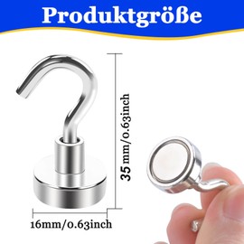 DGDUBRB Pack of 28 Magnetic Hooks, Extra Strong Magnetic Hooks for Grill, 10 kg + Strong Magnets with Hooks, Neodymium Magnets, Extra Strong, Magnetic Hooks Small for Hanging Classroom, Garage, and