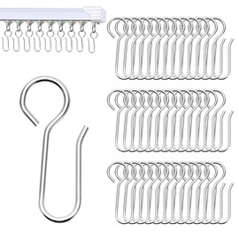 40Pcs Curtain Hanging Hooks, S Shaped Track Glider Hook, Stainless Steel Drape Wire Hooks for Window Curtain Door Curtains Bathroom