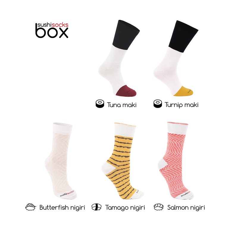 Rainbow Socks - Women's Men's - Sushi Socks Tamago Butterfish