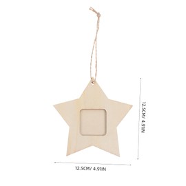 KONTONTY 10PC Wooden Star Shape Photo Frames DIY Mini Photo Holders for Bedroom Living Room Office Decor Unfinished Wood Craft Pendants