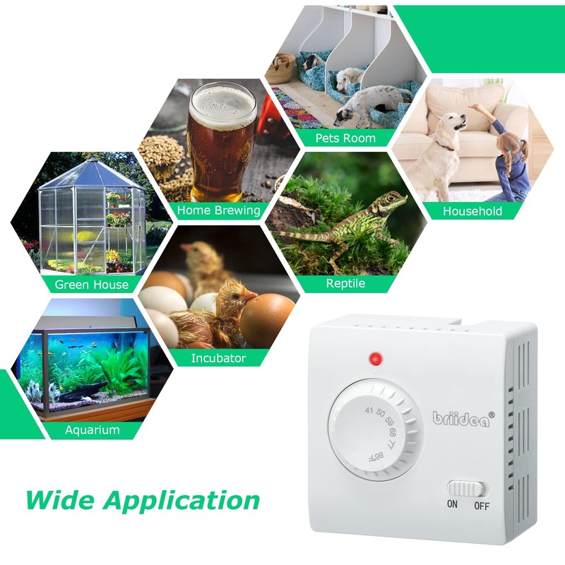 Adjustable Thermostat, Briidea Plug in Heating & Cooling Thermostat with