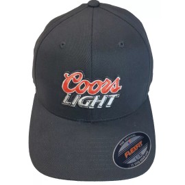 Flexfit Coors Light Beer Patch Flexfit 6377 Brushed Twill Hat/Black L/XL 7 1/8" - 7 5/8"