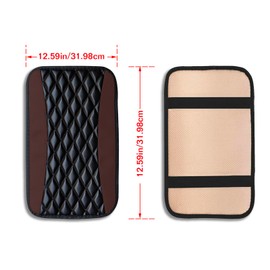 Couslcd Auto Center Console Pad, Universal Waterproof Armrest Seat Box Cover, Car Interior Accessories, Leather Auto Armrest Cover Protector for Most Vehicle, SUV, Truck (Brown)