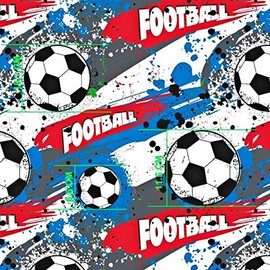 Pingianer 100 x 160 cm Ball Football Football 100% Cotton Fabric Children Sold by the Metre Craft Sewing Fabric (Ball Blue Football, 100 x 160 cm