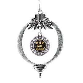 Inspired Silver - Pop Fizz Clink - Silver Christmas Ornament - Circle Charm Christmas Tree Ornament with Cubic Zirconia - Holiday Hanging Decoration