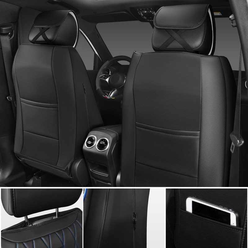 CAR PASS Luxury PU Leather Two Front Car Seat Covers,