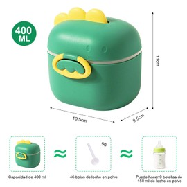 Dosificador de Leche en Polvo, Dispensador Leche en Polvo Bebe, 400ml, con Cuchara, Recipientes para Comida con Tapa Hermética, Sin BPA, para Niños Pequeños ai Exteriores y Viajes (Verde)