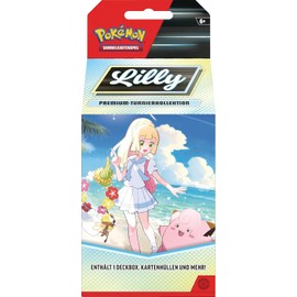 Pokémon-Sammelkartenspiel: Premium-Turnierkollektion Lilly (1 holografische Vollbild-Promokarte mit Lillys Piepi-ex, 6 zufällig gewählte Boosterpacks & Zubehör)