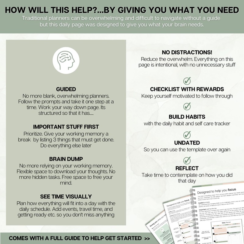 ADHD Daily Planner for Neurodivergent Adults - Productivity Daily Planner