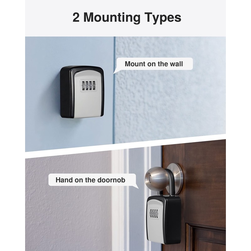 Puroma Key Lock Box, 4-Digit Combination Key Storage Lockbox, Portable