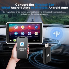 Podofo Wireless Android Auto Adapter, Android Auto Dongle für Original Kabelgebundene USB Autoradio Autos Konvertieren Sie Kabelgebundenes in Kabelloses Android Auto